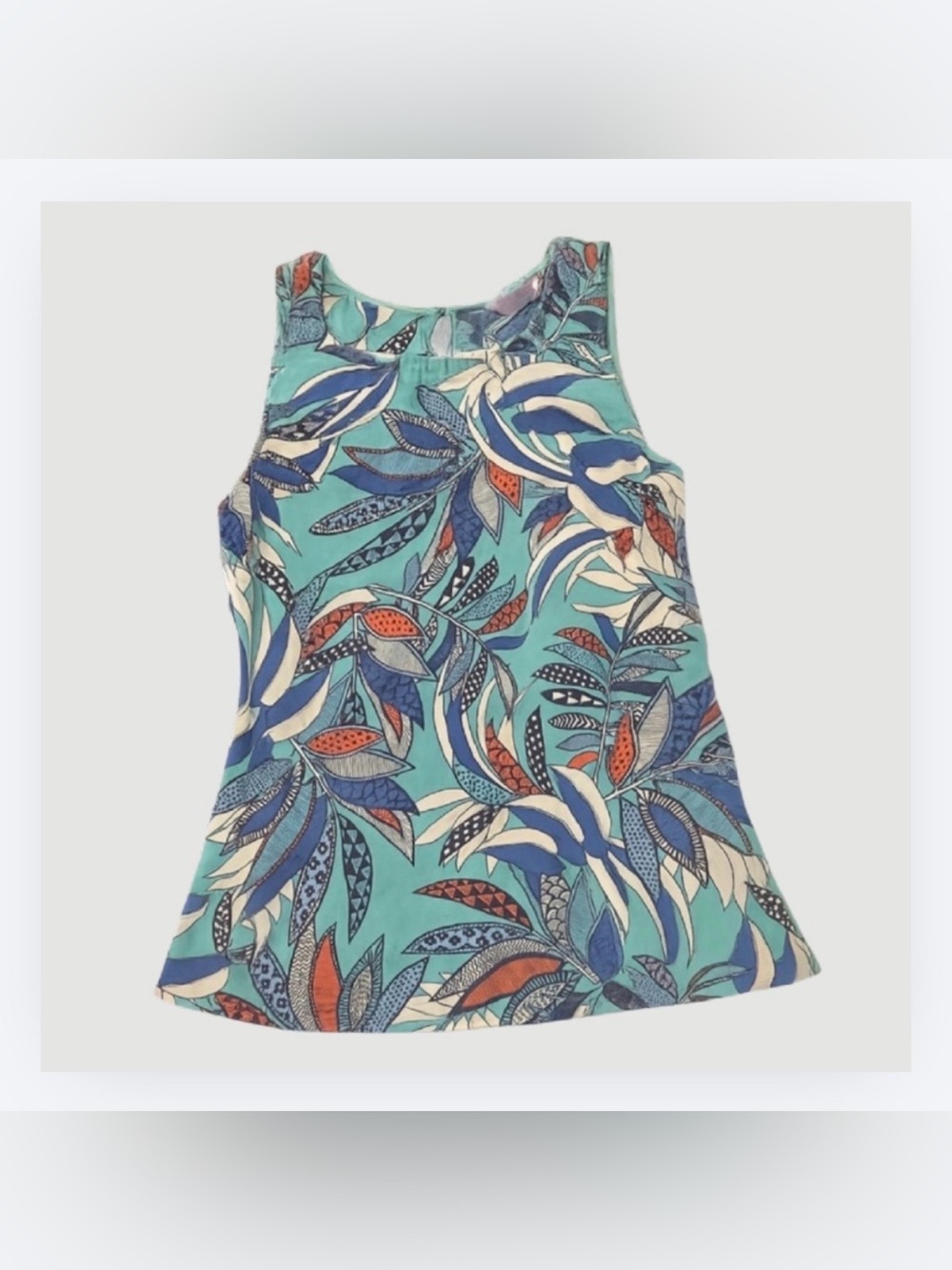 Alya Tropical Leaf Print Sleeveless Top, Size Small, RN# 145848